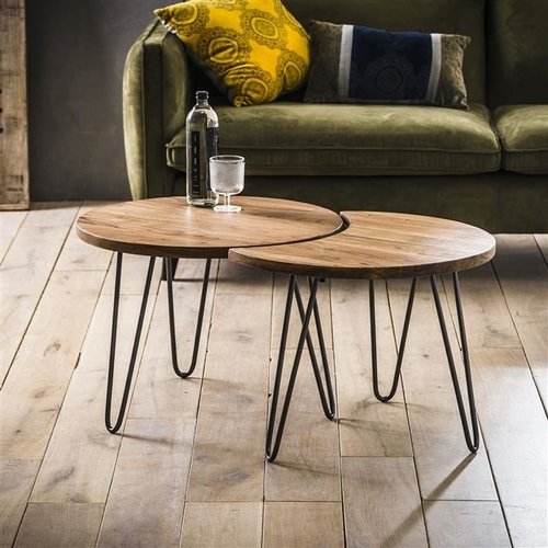 Dominique Couchtisch Industrial 2er-Set Akazienholz Dominique Couchtisch Industrial 2er-Set Akazienholz