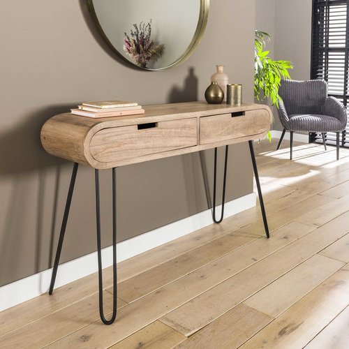 Jasmin Konsolentisch Industrial Mangolholz 2 Schubladen Jasmin Konsolentisch Industrial Mangolholz 2 Schubladen
