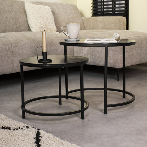 Elena Couchtisch Industrial 2er-Set Schwarz Elena Couchtisch Industrial 2er-Set Schwarz