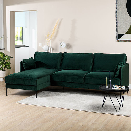 Peppin Ecksofa Industrial 3-Sitzer Samt Grün Links Peppin Ecksofa Industrial 3-Sitzer Samt Grün Links