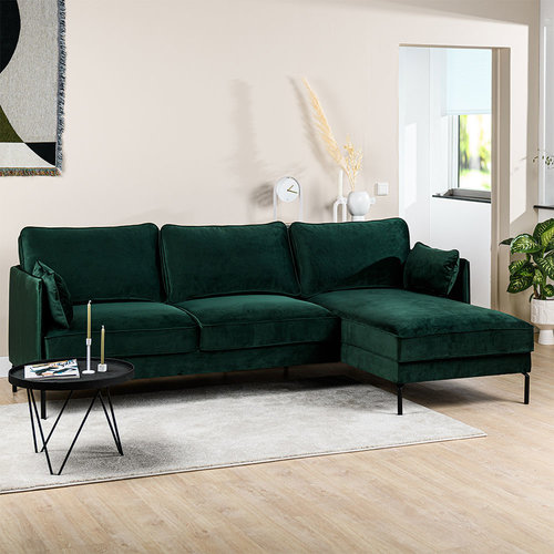 Peppin Ecksofa Industrial 3-Sitzer Samt Grün Rechts Peppin Ecksofa Industrial 3-Sitzer Samt Grün Rechts
