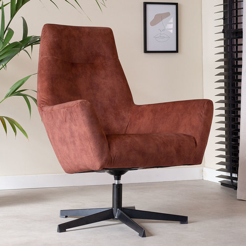 Casper Drehsessel Industrial Samt Rostfarbenen Casper Drehsessel Industrial Samt Rostfarbenen