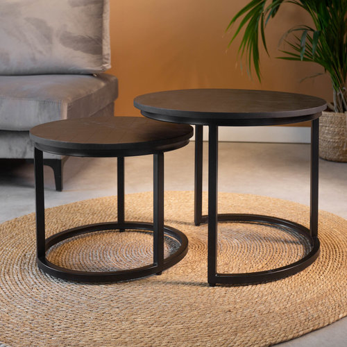 Carly Couchtisch Industrial 2er-Set Schwarz Carly Couchtisch Industrial 2er-Set Schwarz