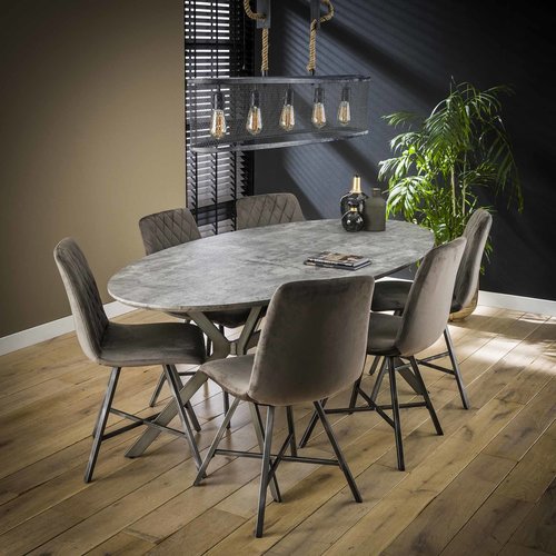 Hayden Esstisch Industrial Oval 200cm Betonlook Hayden Esstisch Industrial Oval 200cm Betonlook