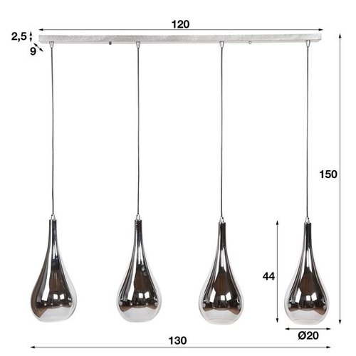 Mex Pendelleuchte Industrial Glas 4L