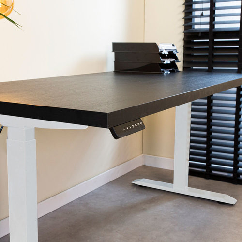 Dimehouse Mason Schreibtisch Höhenverstellbar Elektrisch Weiß-schwarz 160x80 cm