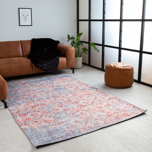 Dylan Teppich Industrial Grau/Rot geblümt 160x230cm Dylan Teppich Industrial Grau/Rot geblümt 160x230cm