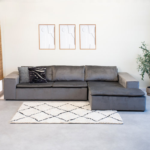3-Sitzer Ecksofa Davina Samt anthrazit rechts 3-Sitzer Ecksofa Davina Samt anthrazit rechts
