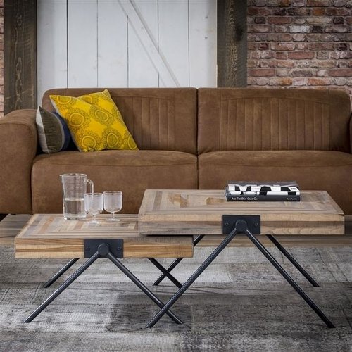 Sean Couchtisch Industrial Teakholz 70x70