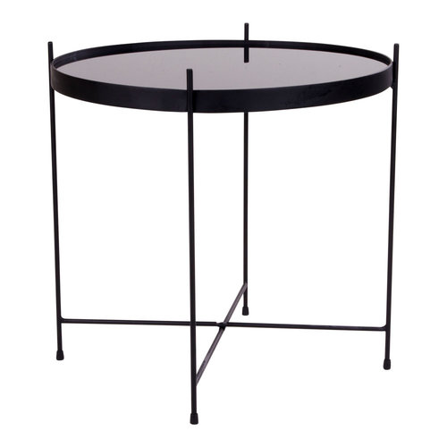 Runder Beistelltisch June schwarz Glas Ø48 cm Runder Beistelltisch June schwarz Glas Ø48 cm