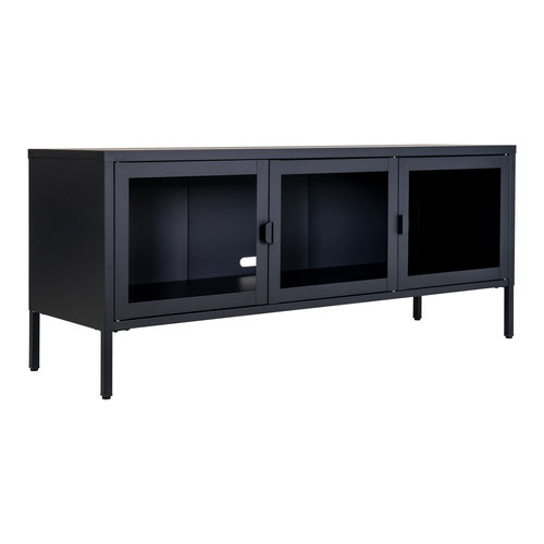 TV-Schrank Thorn schwarz Metall Glas 3-türig TV-Schrank Thorn schwarz Metall Glas 3-türig