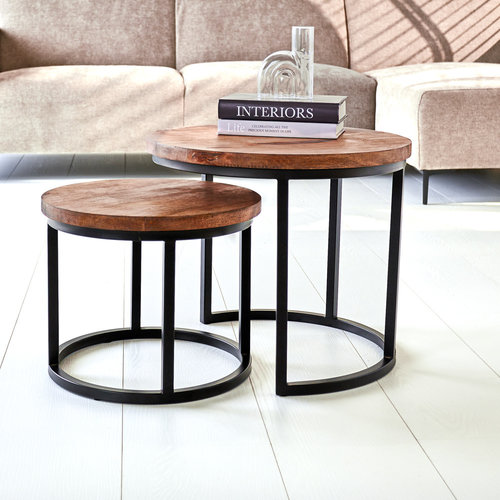 Dimehouse Industrieller Couchtisch 2er Set Emmy Mangoholz Dimehouse Industrieller Couchtisch 2er Set Emmy Mangoholz