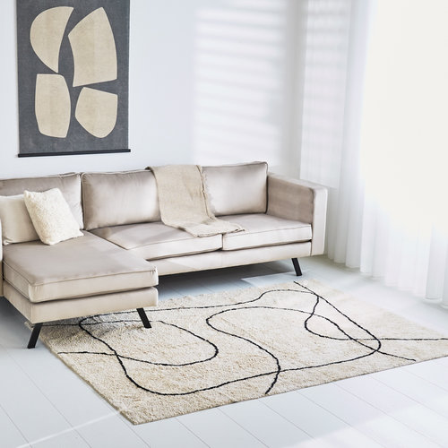 Teppich Loa 200x300 cm weiß grau mit schwarzen Linien Teppich Loa 200x300 cm weiß grau mit schwarzen Linien