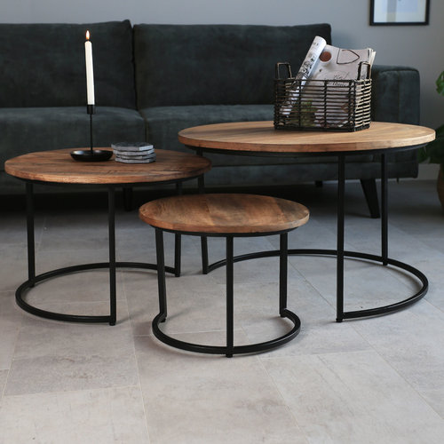 Dimehouse Ivy Couchtisch Set Industrial Massivholz Dimehouse Ivy Couchtisch Set Industrial Massivholz