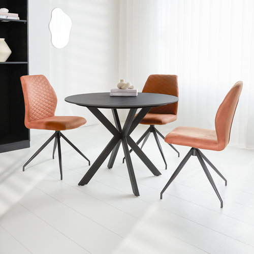 Dimehouse Runder Esstisch Yuna Ø100 cm Marmoroptik schwarz Dimehouse Runder Esstisch Yuna Ø100 cm Marmoroptik schwarz