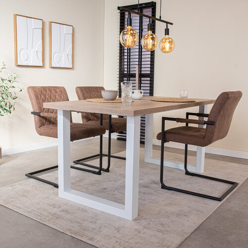 Dimehouse Lenzo Esstisch Robson Eiche 160x80 U-Rahmen weiß Dimehouse Lenzo Esstisch Robson Eiche 160x80 U-Rahmen weiß