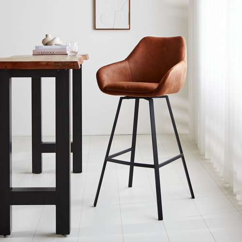 Barhocker Elise Industrial Cognac Eco-Leder drehbar Barhocker Elise Industrial Cognac Eco-Leder drehbar