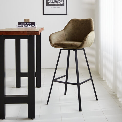Barhocker Elise Industrial Grün Eco-Leder drehbar Barhocker Elise Industrial Grün Eco-Leder drehbar