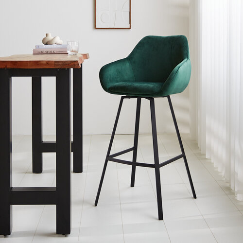 Barhocker Elise Industrial Dunkelgrün Samt drehbar Barhocker Elise Industrial Dunkelgrün Samt drehbar
