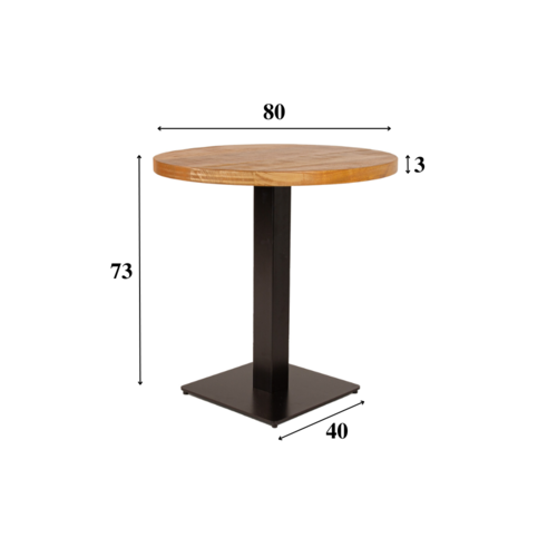 Bistrotisch Rund Industrial Mangoholz 80x80cm