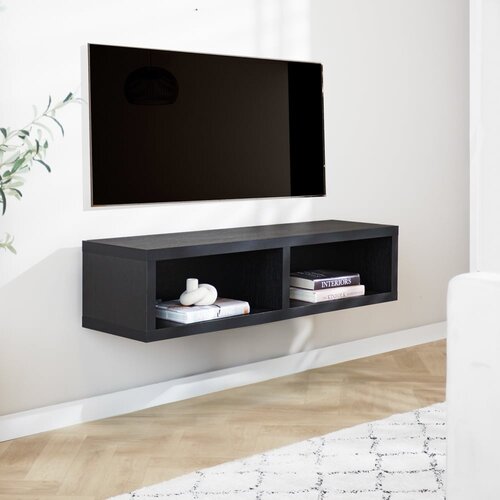Hängendes TV-Lowboard mit offenen Fächern Bernie schwarz 125x30x35 cm Hängendes TV-Lowboard mit offenen Fächern Bernie schwarz 125x30x35 cm