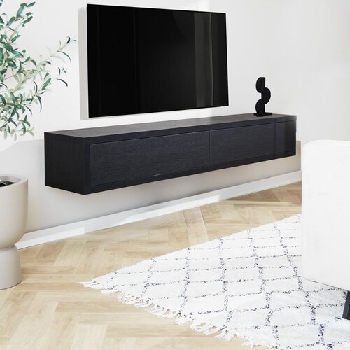 Hängendes TV-Lowboard mit 2 Türen Bernie schwarz 200x30x35 cm Hängendes TV-Lowboard mit 2 Türen Bernie schwarz 200x30x35 cm