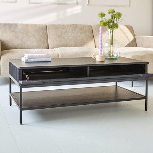 Couchtisch mit Ablage Jonas Mangoholz 120x60 cm schwarz Couchtisch mit Ablage Jonas Mangoholz 120x60 cm schwarz