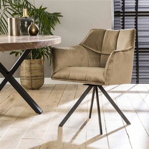 2er-Set Suze Esszimmerstuhl Industrial Samt Beige