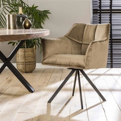 2er-Set Suze Esszimmerstuhl Industrial Samt Beige 2er-Set Suze Esszimmerstuhl Industrial Samt Beige