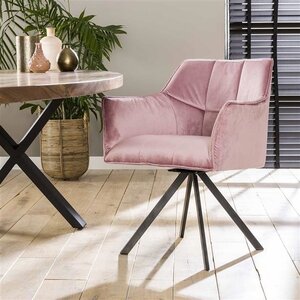 2er-Set Suze Esszimmerstuhl Industrial Samt Rosa