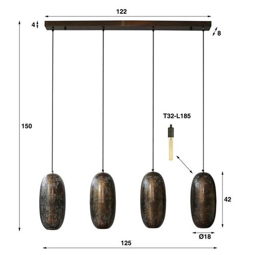 Hängeleuchte Rama 4-Licht Bronze antik