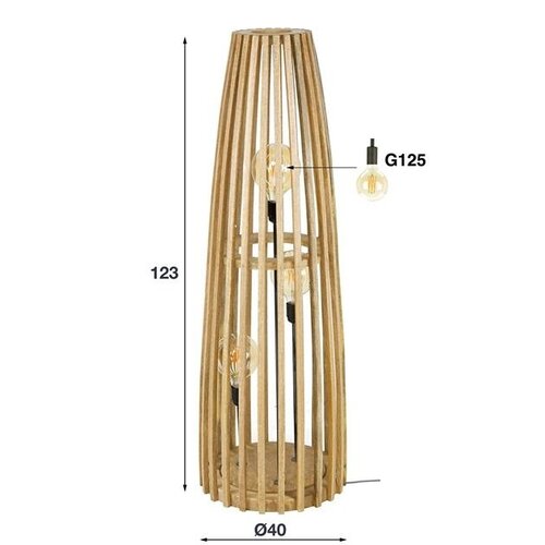 Ovale Stehleuchte Elias Mangoholz 3-flammig