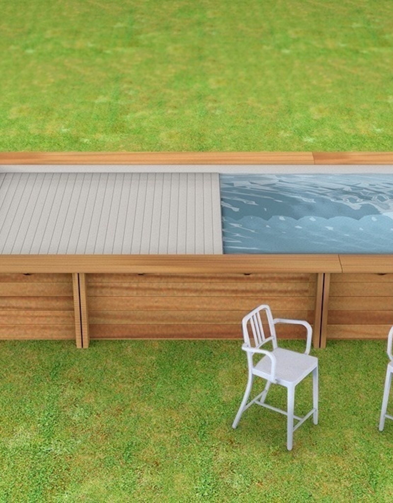 Proswell houten zwembaden Houten urban Stadszwembad 6.00 x 2.50 x 1.33 met automatisch rolluik