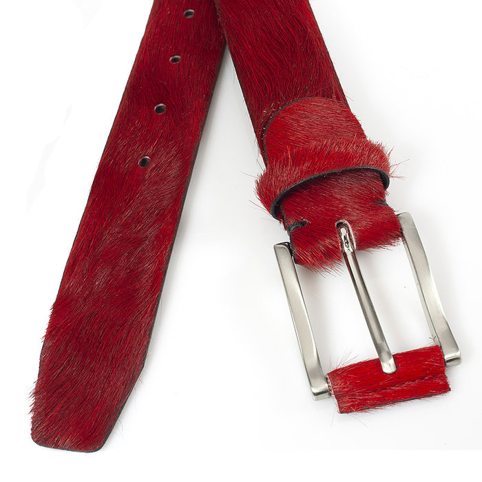 JV Belts Rode hair-on riem unisex