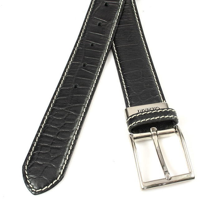 Gilmart Zwarte dames/heren  riem croco print