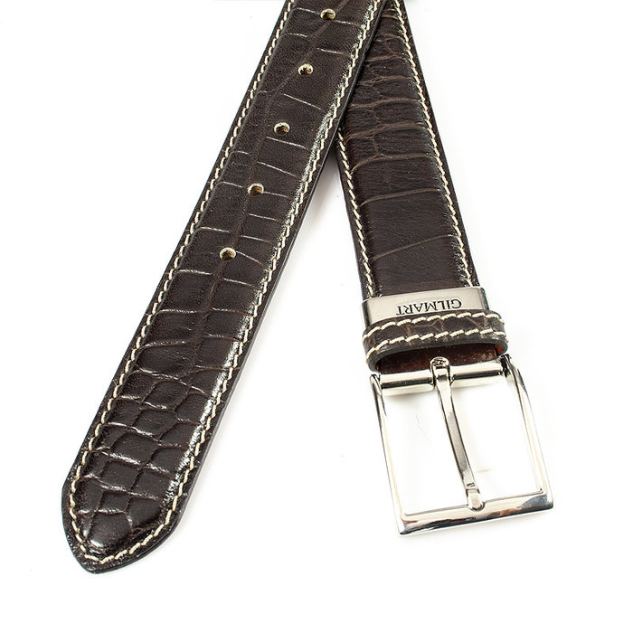 Gilmart Bruine heren riem croco print