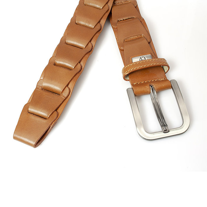JV Belts Heren fantasie gevlochten riem cognac