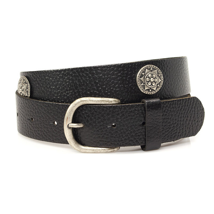 Thimbly Belts Dames riem zwart met ornamenten