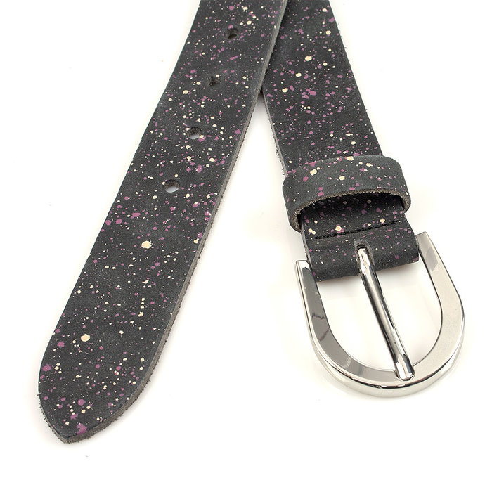 Thimbly Belts Dames riem zwart met spikkels