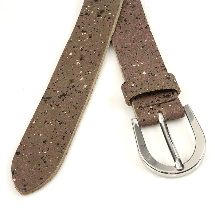 Thimbly Belts Dames riem bruin met spikkels