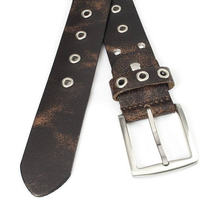 Thimbly Belts Bruine jeansriem met ringen