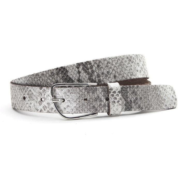 A-Zone Leren witte dames riem met slangenprint