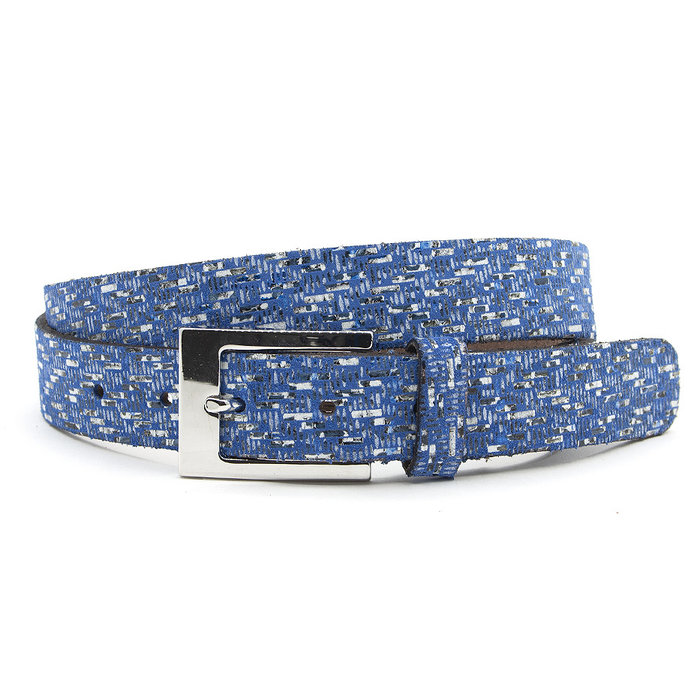 A-Zone Dames riem blauw tweed
