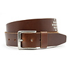 Stoere jeans riem cognac met studs