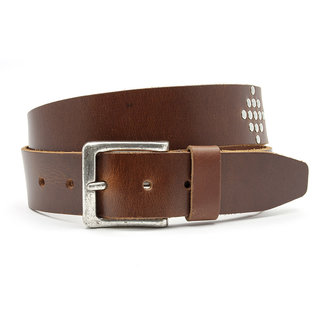 A-Zone Stoere jeans riem cognac met studs