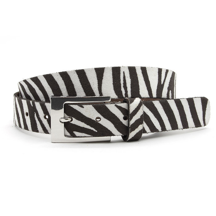 A-Zone Dames riem zebra donker bruin wit