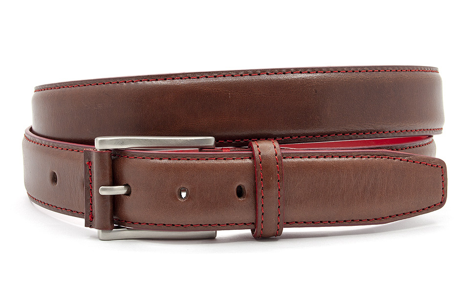 Luxe heren riem rood bruin - Afdeling riemen