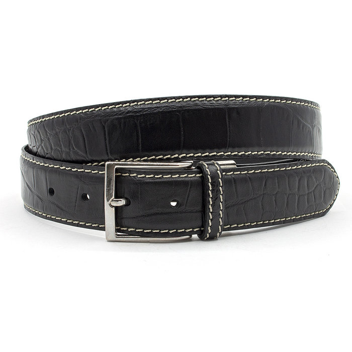 Gilmart Zwarte dames/heren  riem croco print