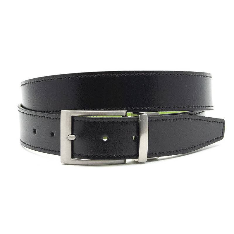 JV Belts Draaibare reversible heren riem turquoise/zwart