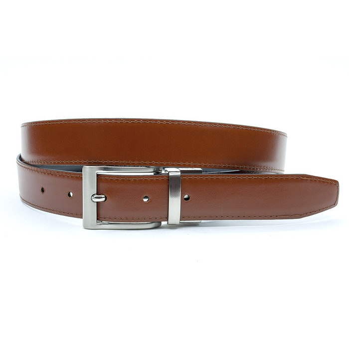 JV Belts Draaibare (reversibel) riem cognac/zwart